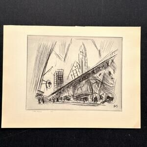John Marin "Downtown New York" 1930s Art Print Treasury Collection Sketch Vtg